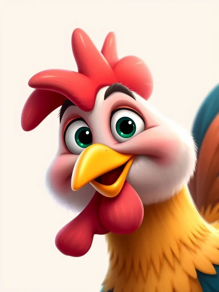 A close-up shot of the main chicken character in Chicken Run, emphasizing its unique design and personality.